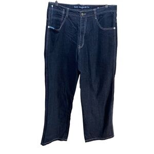 5ive Jungle & Co Men’s 38 X 34 Embroidered Raw Indigo Blue Jeans Y2K HipHop